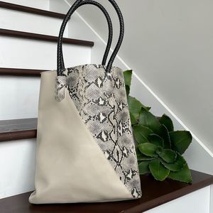 Snake print reptile tote bag handbag purse shoulder vegan leather like new